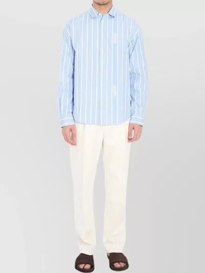 Jacquemus Trousers Cruise Cotton Elasticated Waistband In Blue