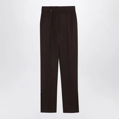 Jacquemus Tailored Pants In Silk-blend In Dark Brown