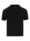Jacquemus Cotton Stretch Crewneck Logo T-shirt In Black