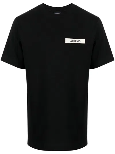 Jacquemus Minimalist Black Short-sleeve Cotton T-shirt With Patch Detail