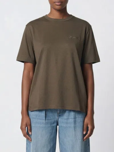 Jacquemus Khaki T-shirt With Pleats On The Back In Green