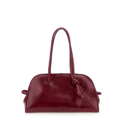 Jacquemus Turismo Bordeaux Shoulder Bag With Double Handles And Logo Lettering On The Front In Leath In Red