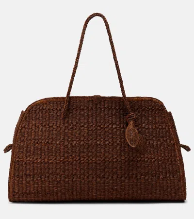 Jacquemus Turismo Large Raffia Bowling Bag In White