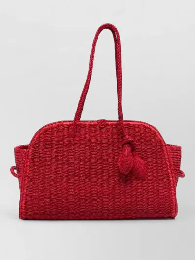 Jacquemus Medium Le Turismo Raffia Shoulder Bag In Burgundy