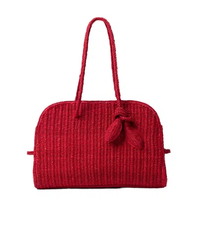 Jacquemus Medium Le Turismo Raffia Shoulder Bag In Burgundy