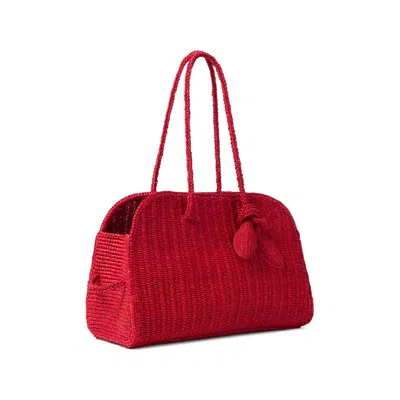Jacquemus Turismo Raffia Tote Bag In Red