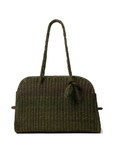 Jacquemus Turismo Rafia Shoulder Bag In Green