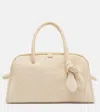 Jacquemus Turismo Small Croc-effect Suede Tote Bag In White