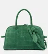 Jacquemus Turismo Small Suede Duffel Bag In Green