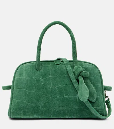 Jacquemus Turismo Small Suede Duffel Bag In Green