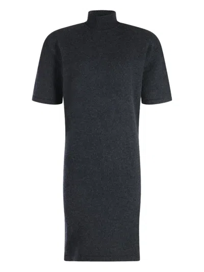 Jacquemus Turtleneck Dress With Short Sleeves In Black