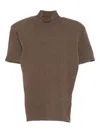 Jacquemus Cashmere Wool Blend Mock Neck Top In Brown