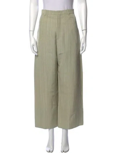 Pre-owned Jacquemus Tweed Pattern Wide Leg Pants In Green