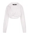Jacquemus Twist Detailed Cropped Shirt In White