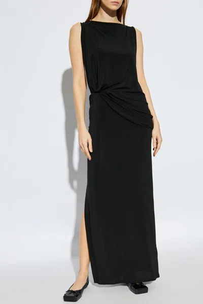 Jacquemus Twist Detailed Long Dress In Black