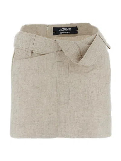 Jacquemus Twisted Mini Skirt In Beige