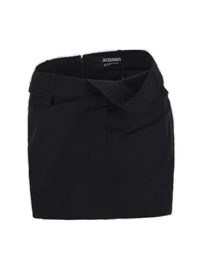Jacquemus La Mini Jupe Bahia Wool Crepe Mini Skirt In Black