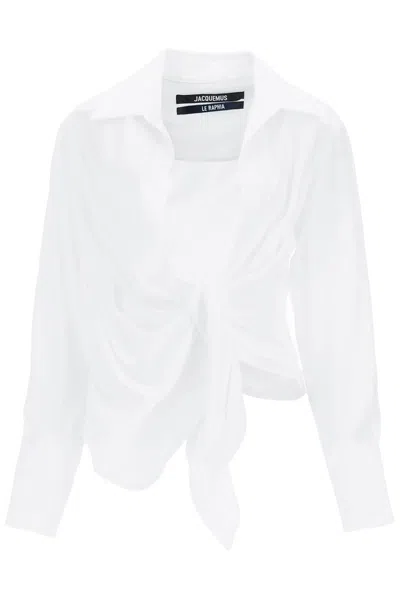 Jacquemus Twisted Tie-sash Blouse For Women In White