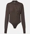 Jacquemus Twisted Wool Polo Bodysuit In Brown