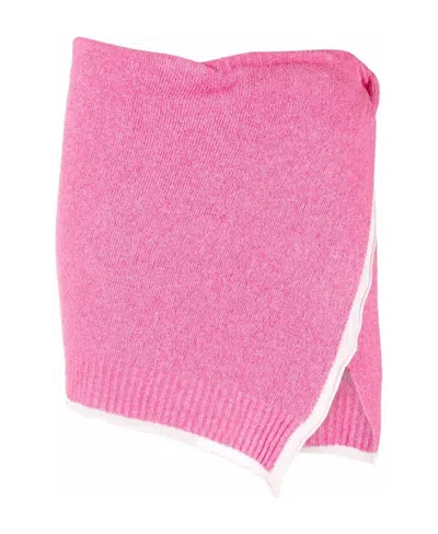 Jacquemus Twisted-wrap Knitted Mini Skirt In Pink