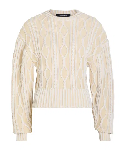 Jacquemus Two-color Cotton Sweater In Nude
