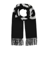 Jacquemus Black Bold White Lettering Twisted Fringe Scarf In Black