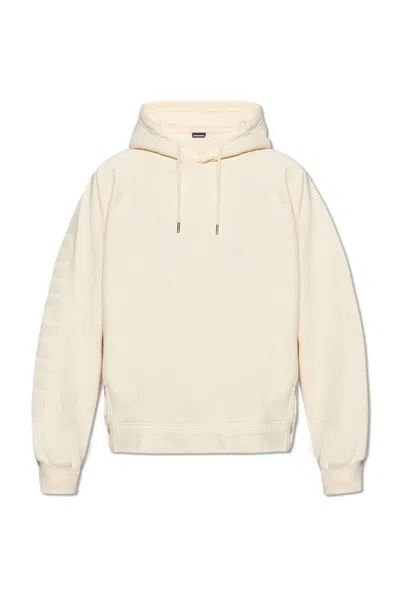 Jacquemus Typo Drawstring Hoodie In Light Beige