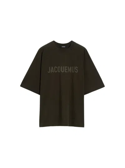 Jacquemus Typo Tee Multi-brown In Black