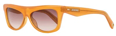 Jacquemus Unisex Rectagular Pina Sunglasses Jac58s 003 Milky Amber 55mm In Brown
