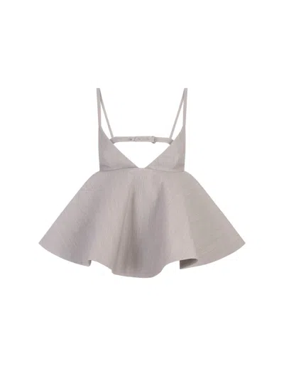 Jacquemus Le Haut Vela Peplum Top In Grey