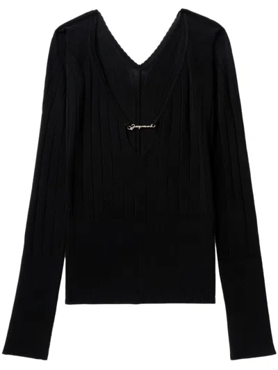 Jacquemus Pralu Top With Viscose Blend In Black