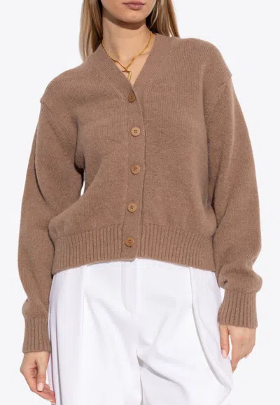 Jacquemus V-neck Buttoned Cardigan In Brown