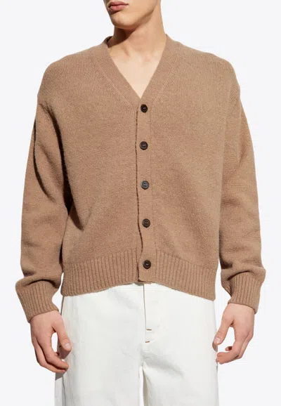 Jacquemus V-neck Buttoned Cardigan In Brown