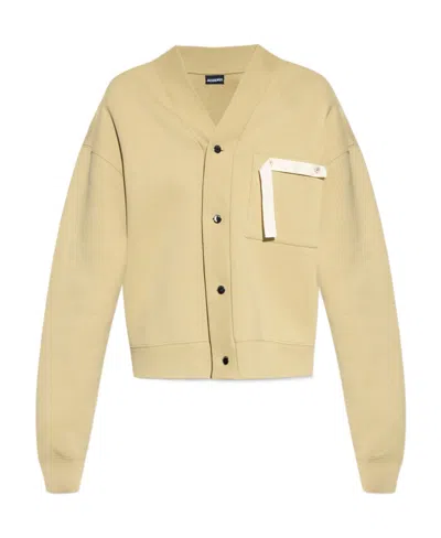 Jacquemus V-neck Cotton Cardigan In Nude