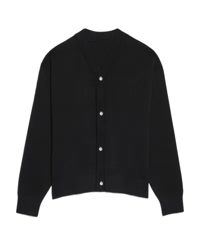 Jacquemus Men Black V-neck Cardigan With J Logo On The Back In Wool Man