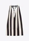 Jacquemus Beige Deep V-neck Sleeveless Racerback Top With Vertical Stripes In Monochrome