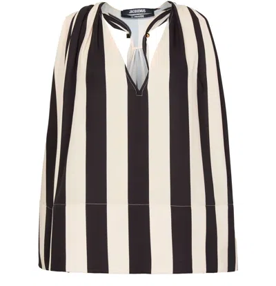 Jacquemus Norma Embellished Striped Twill Tank In Multi