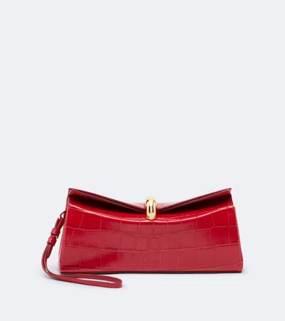 Jacquemus Valerie Croc-effect Leather Clutch In Rot