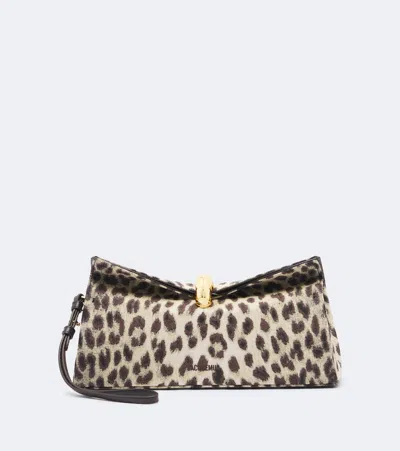Jacquemus Valérie Leopard-print Canvas Clutch In Beige