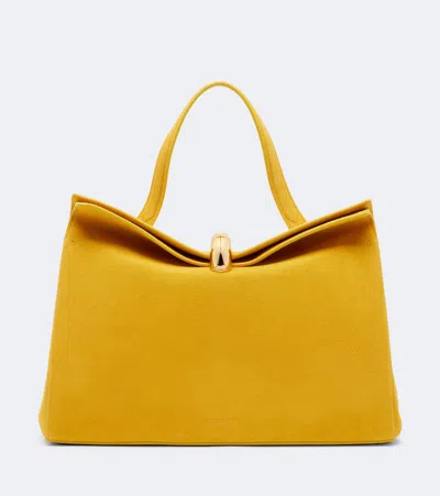 Jacquemus Valerie Medium Suede Top-handle Bag In Yellow