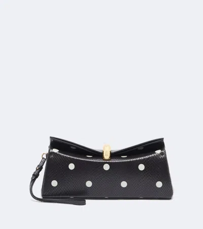 Jacquemus Valérie Polka-dot Snake-effect Leather Clutch In Black