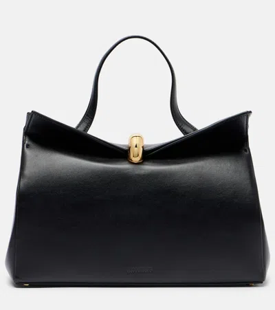 Jacquemus Valerie Small Leather Top-handle Bag In Black