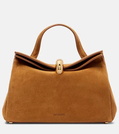 Jacquemus Valerie Small Suede Top-handle Bag In Brown