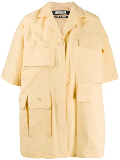 Jacquemus Vallon Boxy Shirt Dress In Yellow