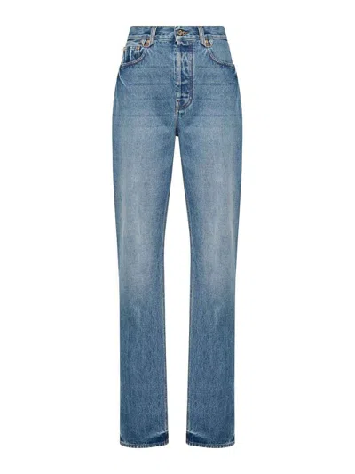 Jacquemus Le Haut De Nimes Distressed High-rise Straight-leg Jeans In Blue