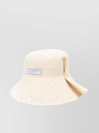 Jacquemus Vela Pleated Wide Brim Hat In Neutrals