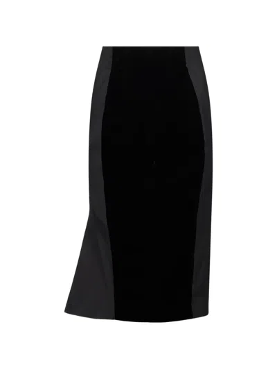 Jacquemus Velvet-panelled Midi Skirt In Black