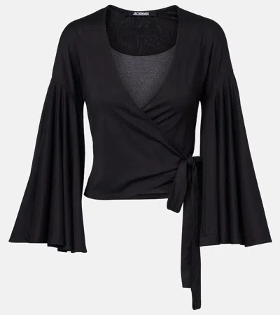 Jacquemus Le Cache Coeur Ventadou Wrap Top In Black
