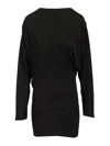 Jacquemus Black La Robe Mistral Crew Neck Dress With Long Sleeves And Open Back In Viscose Blend Women In Black