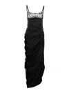 Jacquemus Embellished Neckline Ruched Spaghetti Straps In Black
